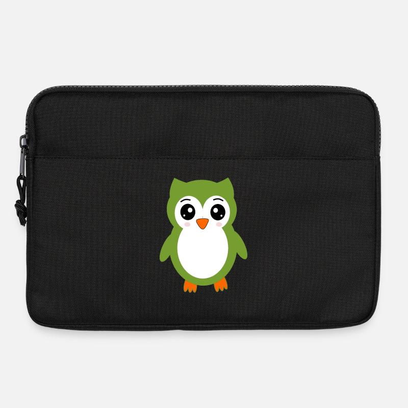 Eule grüne Eule - Laptoptasche 13" - Schwarz