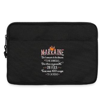 Marraine bisous d'amour et virées en poussette - Sacoche pour ordinateur portable 13 pouces - noir - Devant
