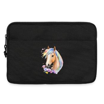 Cheval à crinière arc-en-ciel - Sacoche pour ordinateur portable 13 pouces - noir - Devant