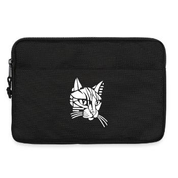 White tribal cat - Laptop bag 13" - black - Front