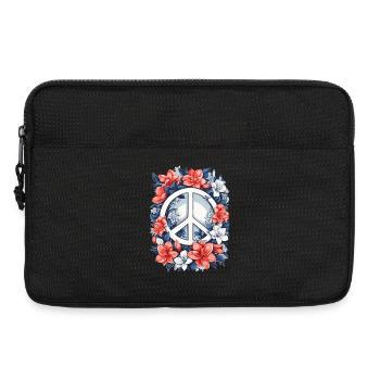 Signe de paix avec des fleurs - Sacoche pour ordinateur portable 13 pouces - noir - Devant