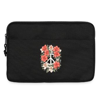 Signe de paix avec des fleurs - Sacoche pour ordinateur portable 13 pouces - noir - Devant