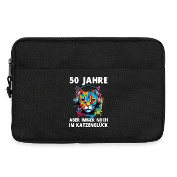 50 Geburtstag Katze Katzenliebhaber Katzen Spruch - Laptoptasche 13" - Schwarz - Vorne