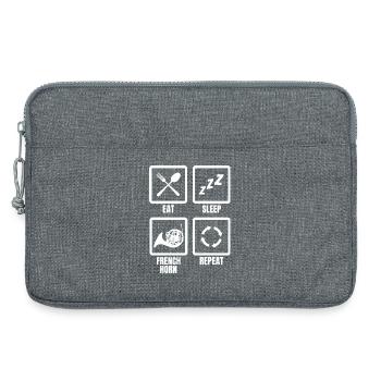 Eat Sleep French Horn Repeat - Laptop bag 13" - heather grey - Front