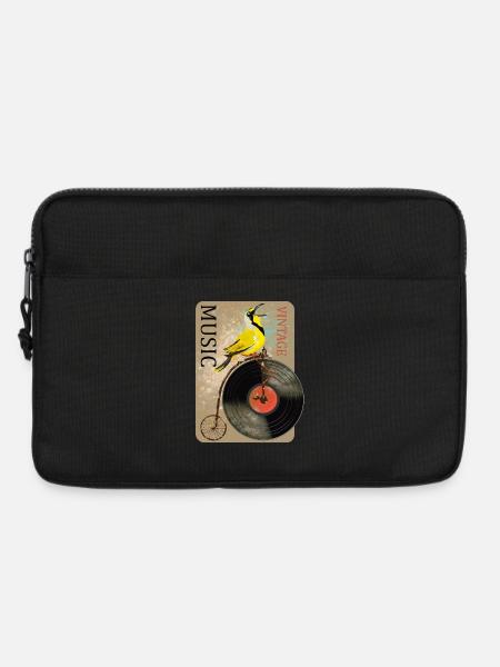 Vintage Musik Vogel Design - Laptoptasche 13" - Schwarz