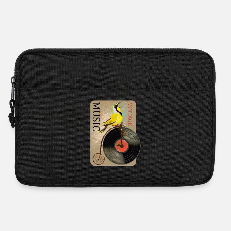 Vintage Musik Vogel Design - Laptoptasche 13" - Schwarz