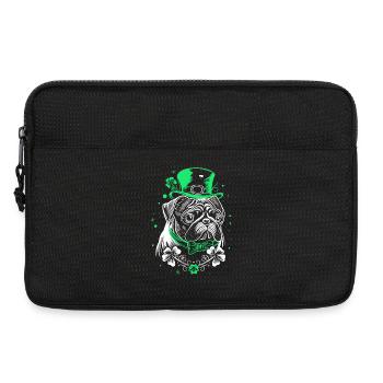 Pug with St Patrick's Day Hat - Laptop bag 13" - black - Front