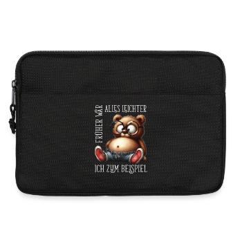 dicke Teddybär mit Jeans Sneaker lustige Sprüche - Laptoptasche 13" - Schwarz - Vorne