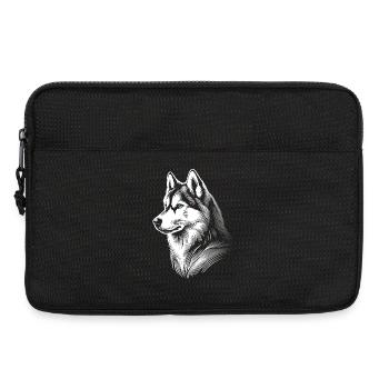 Tête de husky, noir blanc, chien traineau - Sacoche pour ordinateur portable 13 pouces - noir - Devant