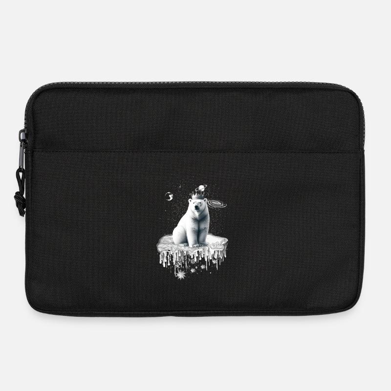 Eisbär mit Krone auf Eisscholle arktische Tierwelt - Laptoptasche 13" - Schwarz
