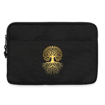 T Shirt Arbre de vie Racine doré écologie vivant - Sacoche pour ordinateur portable 13 pouces - noir - Devant
