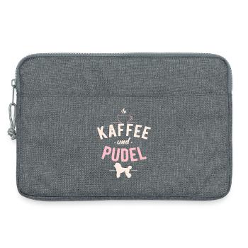 Kaffee und Pudel Hunde Spruch - Laptoptasche 13" - Grau meliert - Vorne