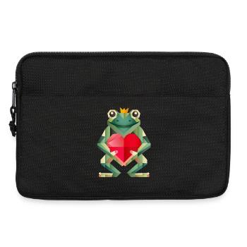 Prince grenouille avec cœur – Déclaration d’amour géométrique - Sacoche pour ordinateur portable 13 pouces - noir - Devant