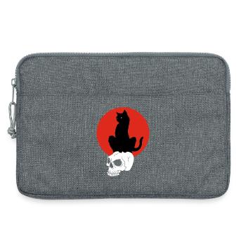 Black Cat and Red Sun - Laptop bag 13" - heather grey - Front
