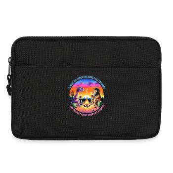 Dinosaurier und Löwe beim Camping - Laptoptasche 13" - Schwarz - Vorne
