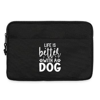 Das Leben ist besser mit einem Hundezitat-Design - Laptoptasche 13" - Schwarz - Vorne