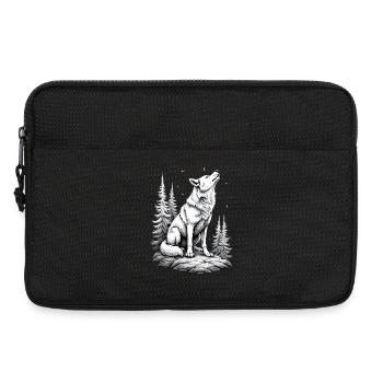 Wolf Drawing Sketch Illustration Black White - Laptop bag 13" - black - Front