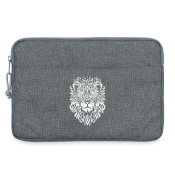 Tatouage tête de lion enflammé - Sacoche pour ordinateur portable 13 pouces - gris chiné - Devant