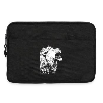Tête de lion majestueuse en noir et blanc - Sacoche pour ordinateur portable 13 pouces - noir - Devant
