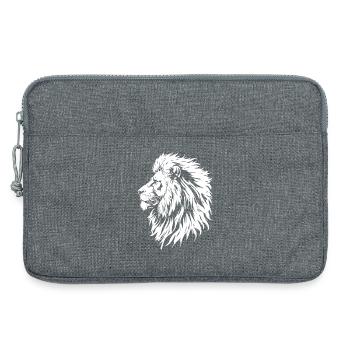 Tête de lion majestueuse en noir et blanc - Sacoche pour ordinateur portable 13 pouces - gris chiné - Devant