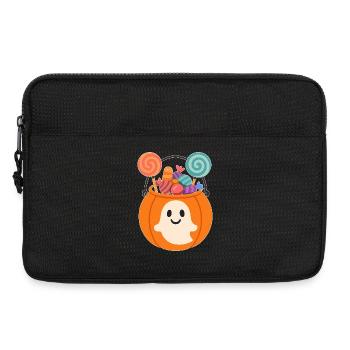 Pumpkin with candy and ghost motifs - Laptop bag 13" - black - Front