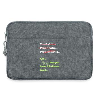 Prokrastination Witz lustiger Spruch Hängematte - Laptoptasche 13" - Grau meliert - Vorne