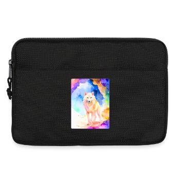 White wolf in front of colorful cave - Laptop bag 13" - black - Front