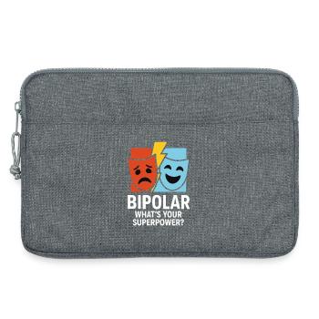 Bipolaire : quel est votre super pouvoir ? – Déclaration de design - Sacoche pour ordinateur portable 13 pouces - gris chiné - Devant