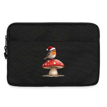 Rotkehlchen mit Nikolausmütze auf einem roten Pilz - Laptoptasche 13" - Schwarz - Vorne