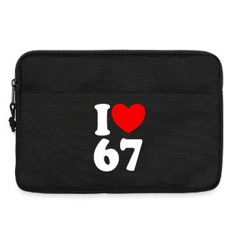 Fun 67 Zahl 6-7 I Herz 6 7 Sechs Sieben - Laptoptasche 13" - Schwarz - Vorne