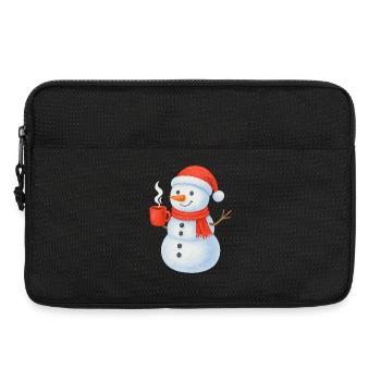 Snowman with red scarf and cup - Laptop bag 13" - black - Front