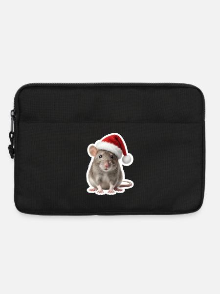 Clever rat with red Christmas hat - Laptop bag 13" - black