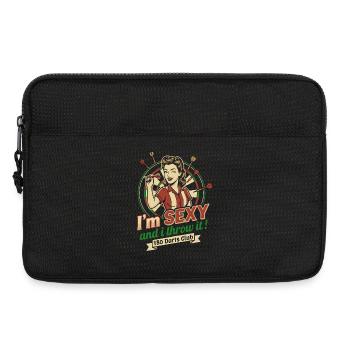 T-shirt de fléchettes pour femme : Je suis sexy et je lance ! - Sacoche pour ordinateur portable 13 pouces - noir - Devant
