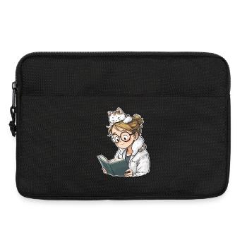 Cat Shoulder Reading Librarian Book Club T-Shirt - Laptoptasche 13" - Schwarz - Vorne