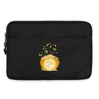 Goldener Topf mit Goldmünzen und Kleeblättern - Laptoptasche 13" - Schwarz - Vorne