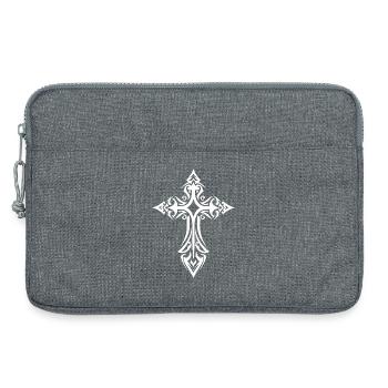 Verzierter Kreuz-Wirbel-Tattoo-Stil - Laptoptasche 13" - Grau meliert - Vorne