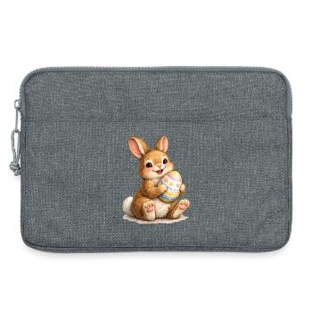 Häschen mit Osterei Illustration - Laptoptasche 13" - Grau meliert - Vorne