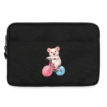 Mouse on Bicycle with Macaron Wheels - Laptop bag 13" - black - Front