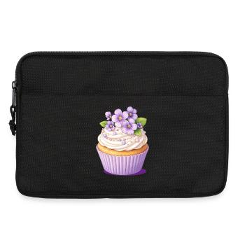 Veilchen Cupcake mit Blüten Dekor Illustration - Laptoptasche 13" - Schwarz - Vorne