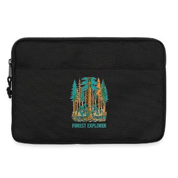 Forest Explorer Risograph Fahrradkunst - Laptoptasche 13" - Schwarz - Vorne