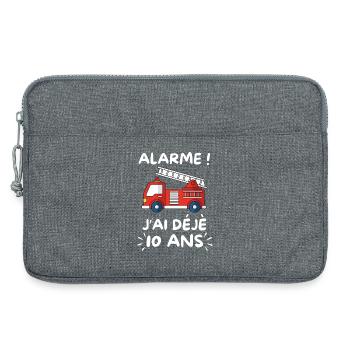 10 Jahre altes Feuerwehrauto, Jungen-Geburtstag - Laptoptasche 13" - Grau meliert - Vorne