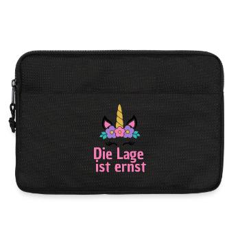 LAGE IST ERNST, COOLES EINHORN! LUSTIGER SPRUCH - Laptoptasche 13" - Schwarz - Vorne