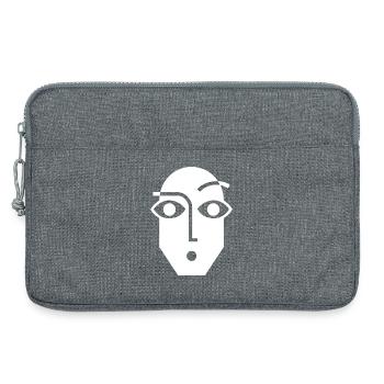 Visage abstrait linéaire noir et blanc - Sacoche pour ordinateur portable 13 pouces - gris chiné - Devant