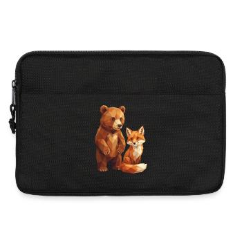 Geometrische Low Poly Bären- und Fuchswaldkunst - Laptoptasche 13" - Schwarz - Vorne