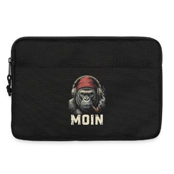 Moin Gorilla Kopfhörer Pfeife Streetwear Nordic - Laptoptasche 13" - Schwarz - Vorne