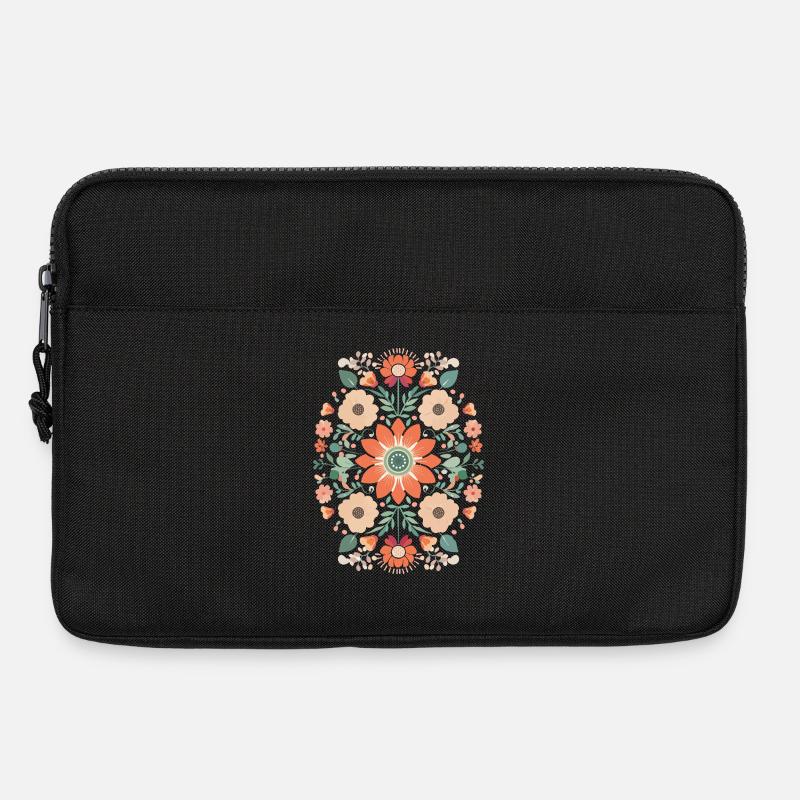 floral retro design boho flower power - Laptoptasche 13" - Schwarz