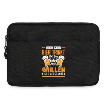 Grillmeister Geschenk Fleisch Wurst & Bier - Laptoptasche 13" - Schwarz - Vorne