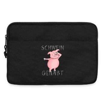 Pig - luck - good luck charm - Laptop bag 13" - black - Front