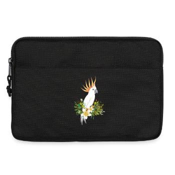 Oiseau cacatoès avec des plantes et des fleurs luxuriantes - Sacoche pour ordinateur portable 13 pouces - noir - Devant