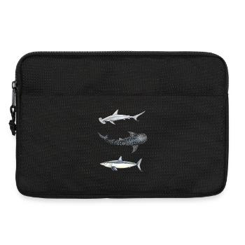 Trio of sharks: hammerhead shark, whale, mako - Laptop bag 13" - black - Front